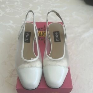 Vaneli Brand New Women's White Leather Slingback Shoes